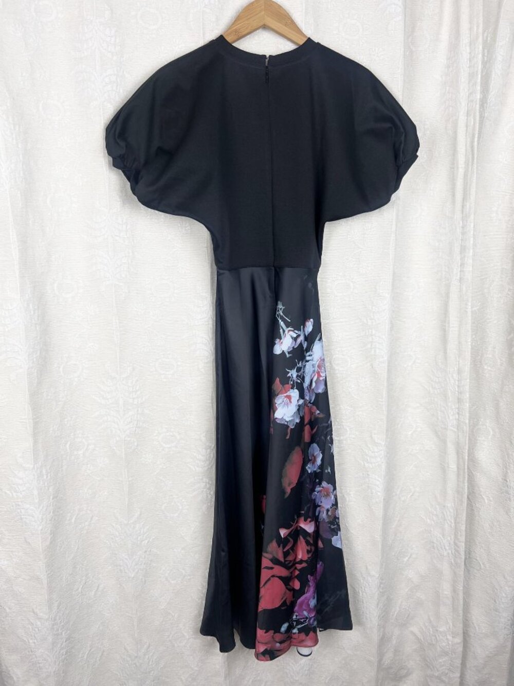 Ted Baker London Drewee Mixed Media Midi Dress empire waist puff sleeve satin XS - Picture 6 of 11
